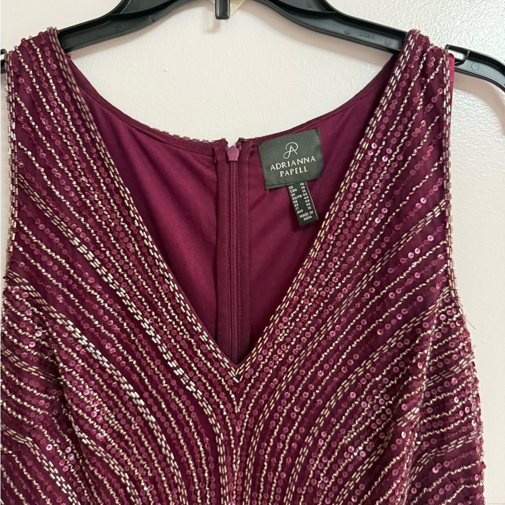Adrianna Papell Wine Sequin Gown